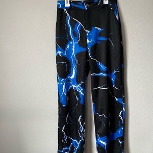 blue lightning pants high waisted